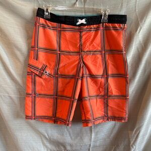 OP Men's Bold Orange Checkered Swim Shorts